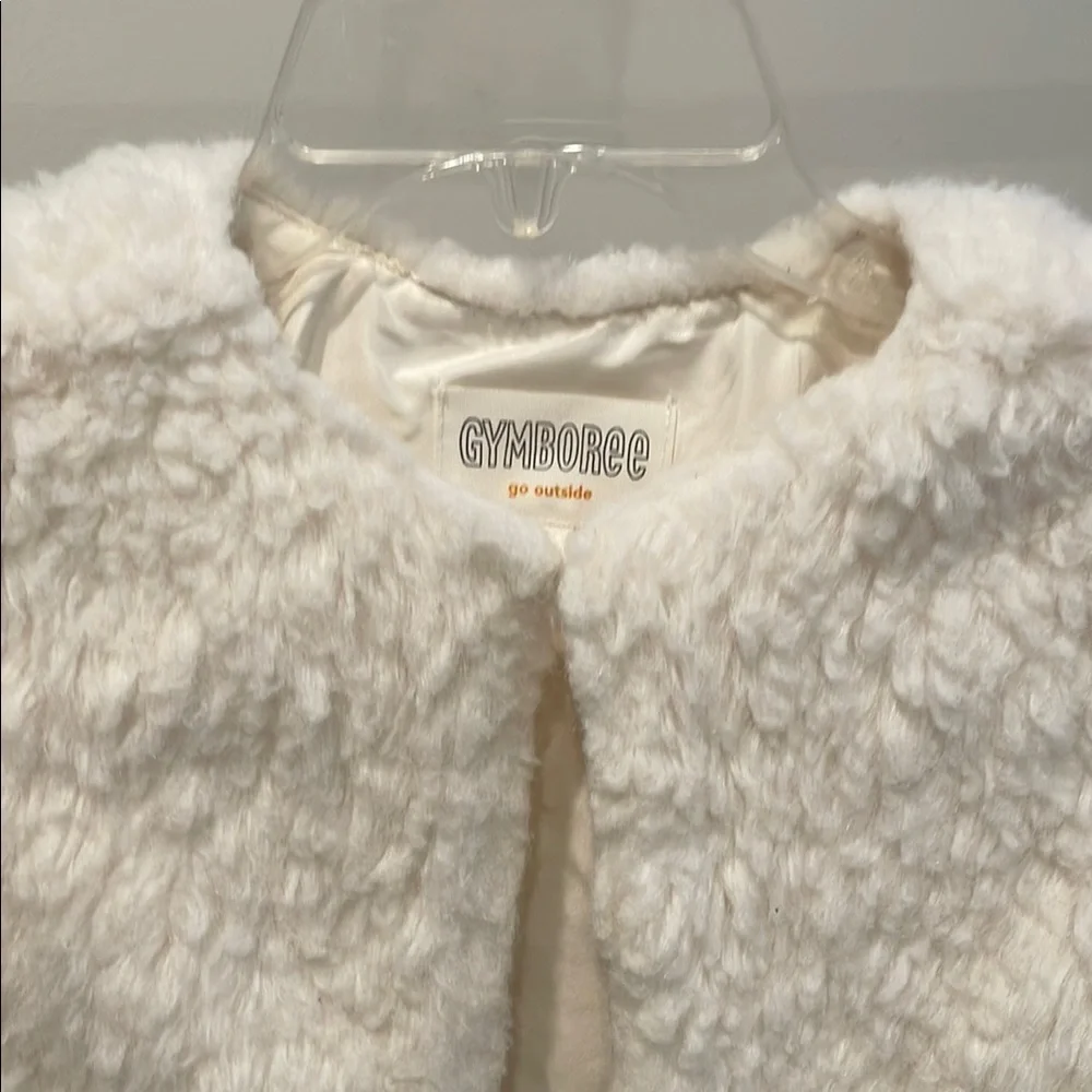 Gymboree Cream Faux Fur Jacket Elegant Open Front Design